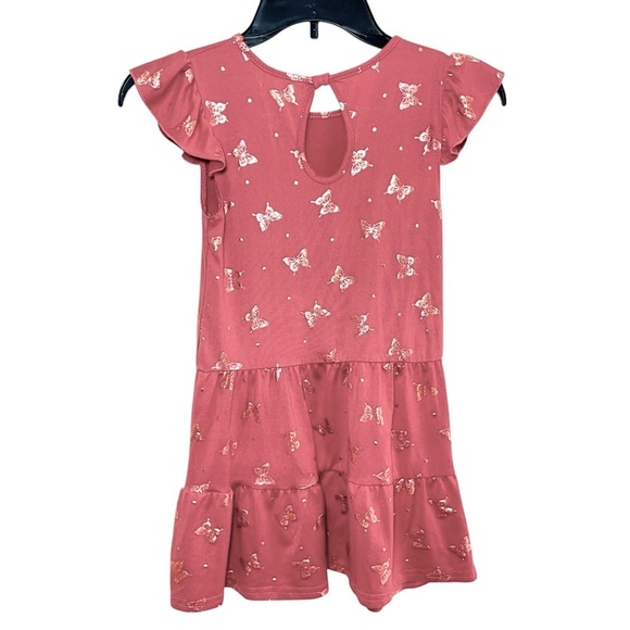 btween Rust Color and Rose Gold Butterfly Print Girls Dress size 7 - Picture 2 of 7